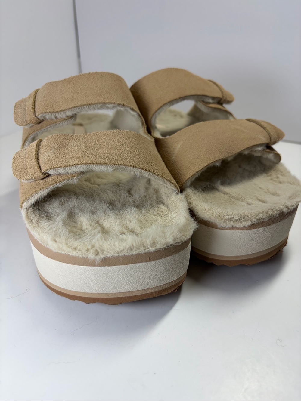 Reef Women's Ojai Ciara Platform Slide Sandal Tan Suede Leather Sz 8 Beach Comfy - Picture 2 of 13